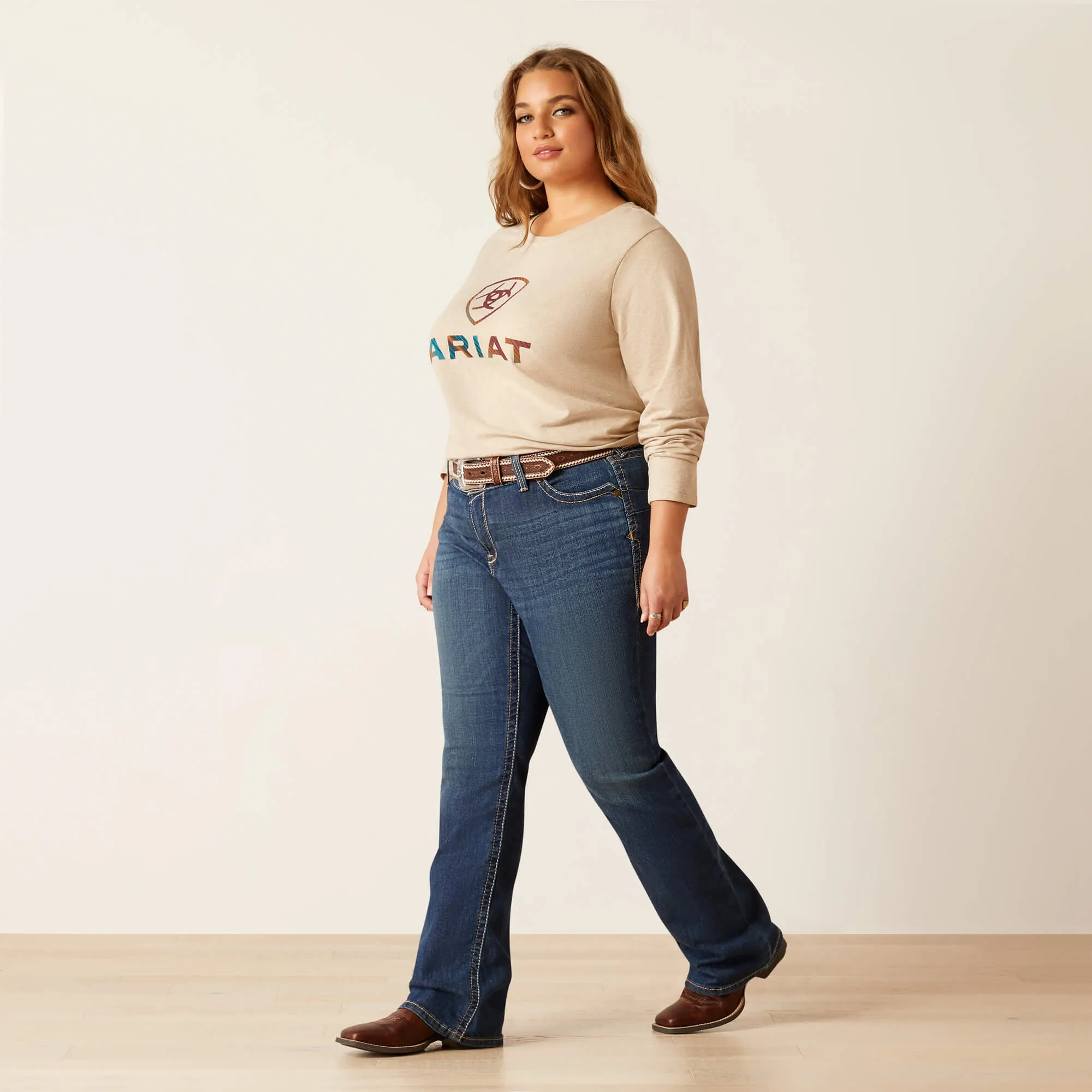 Ariat Women's Oatmeal Serape Shield Long Sleeve Tee