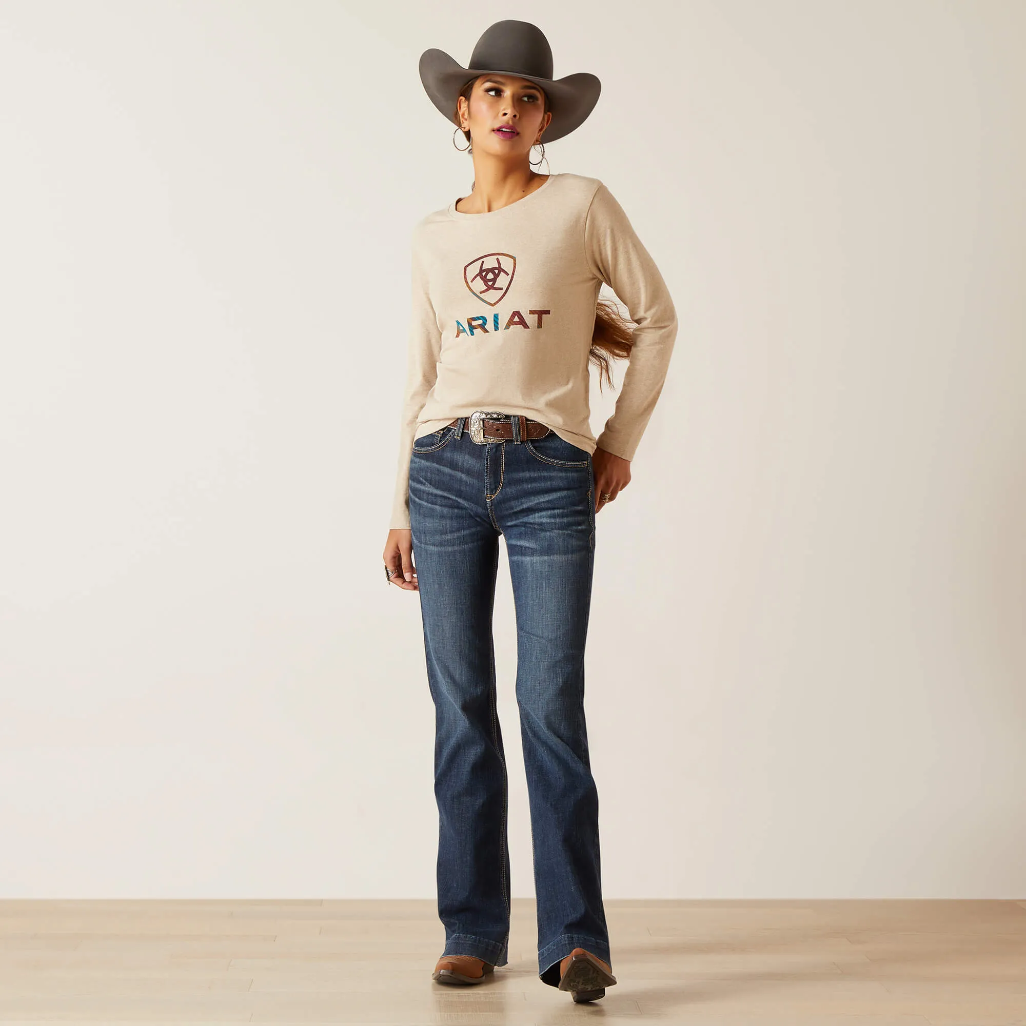 Ariat Women's Oatmeal Serape Shield Long Sleeve Tee
