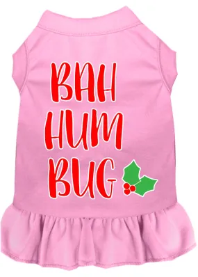 Bah Humbug Screen Print Dog Dress Light Pink Lg