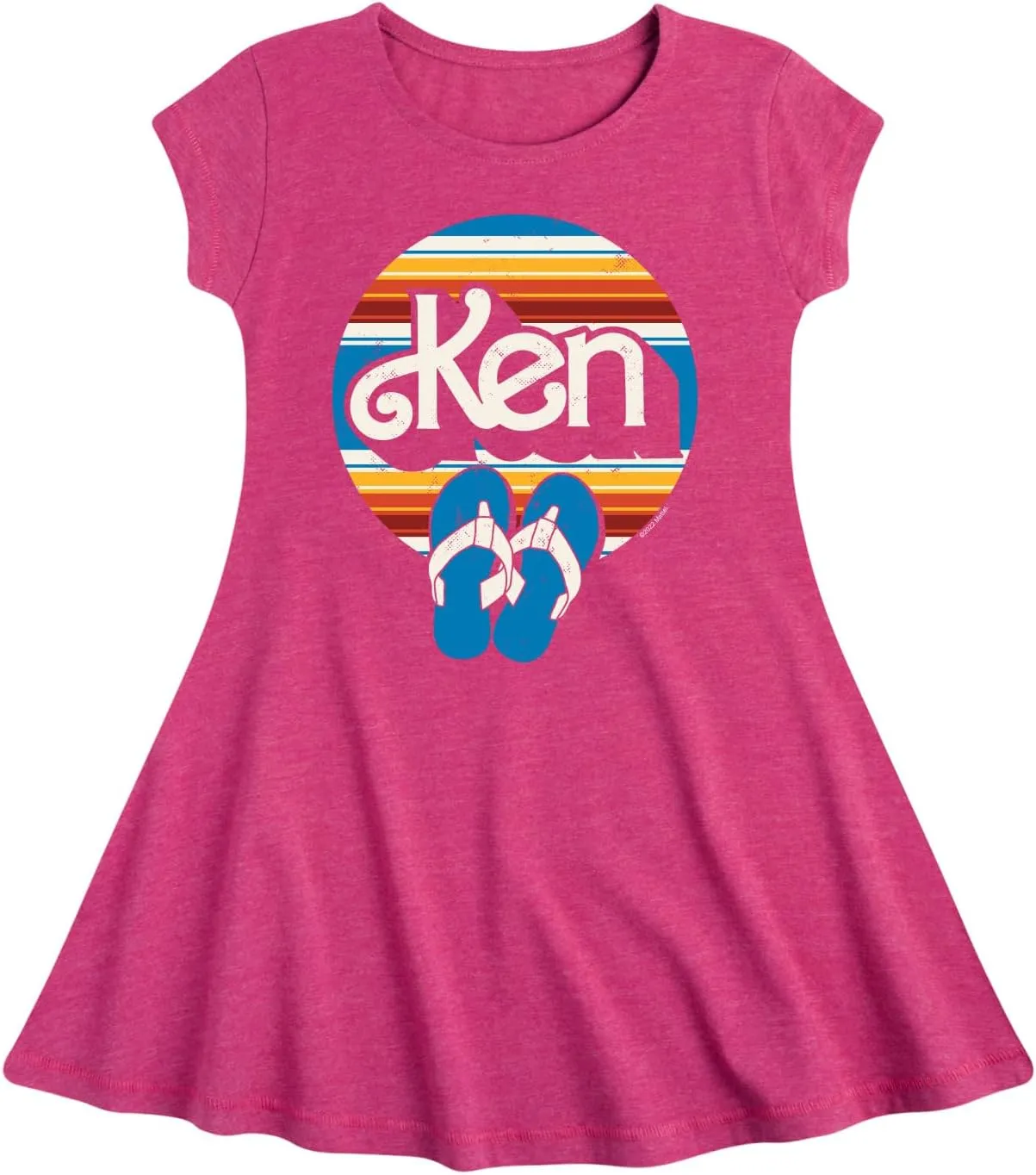 Barbie - Ken - Retro Style - Summer Flip Flops - Toddler and Youth Girls Fit and Flare Dress