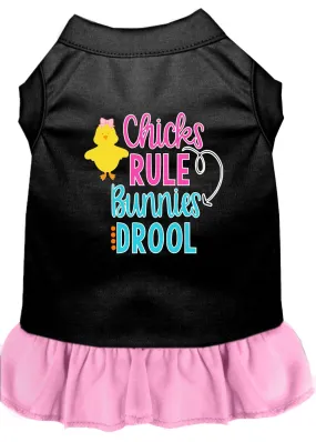 Chicks Rule Screen Print Dog Dress Black With Light Pink Xl (16)
