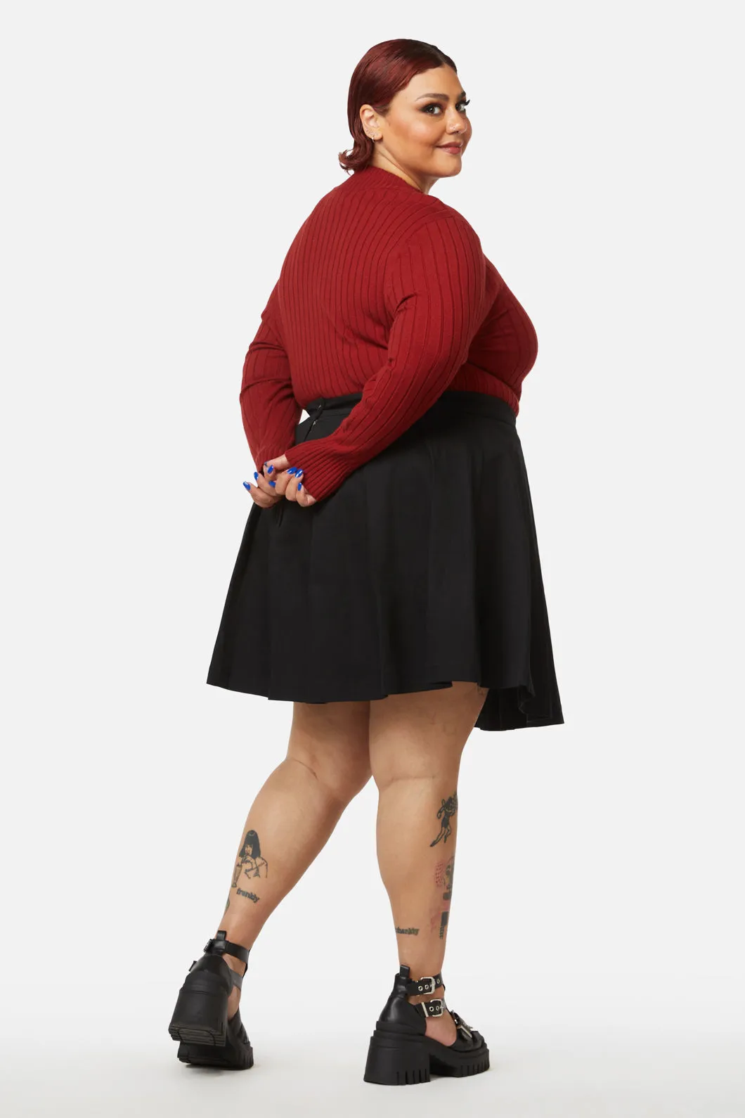 Curve Grave Respect Pleated Skirt