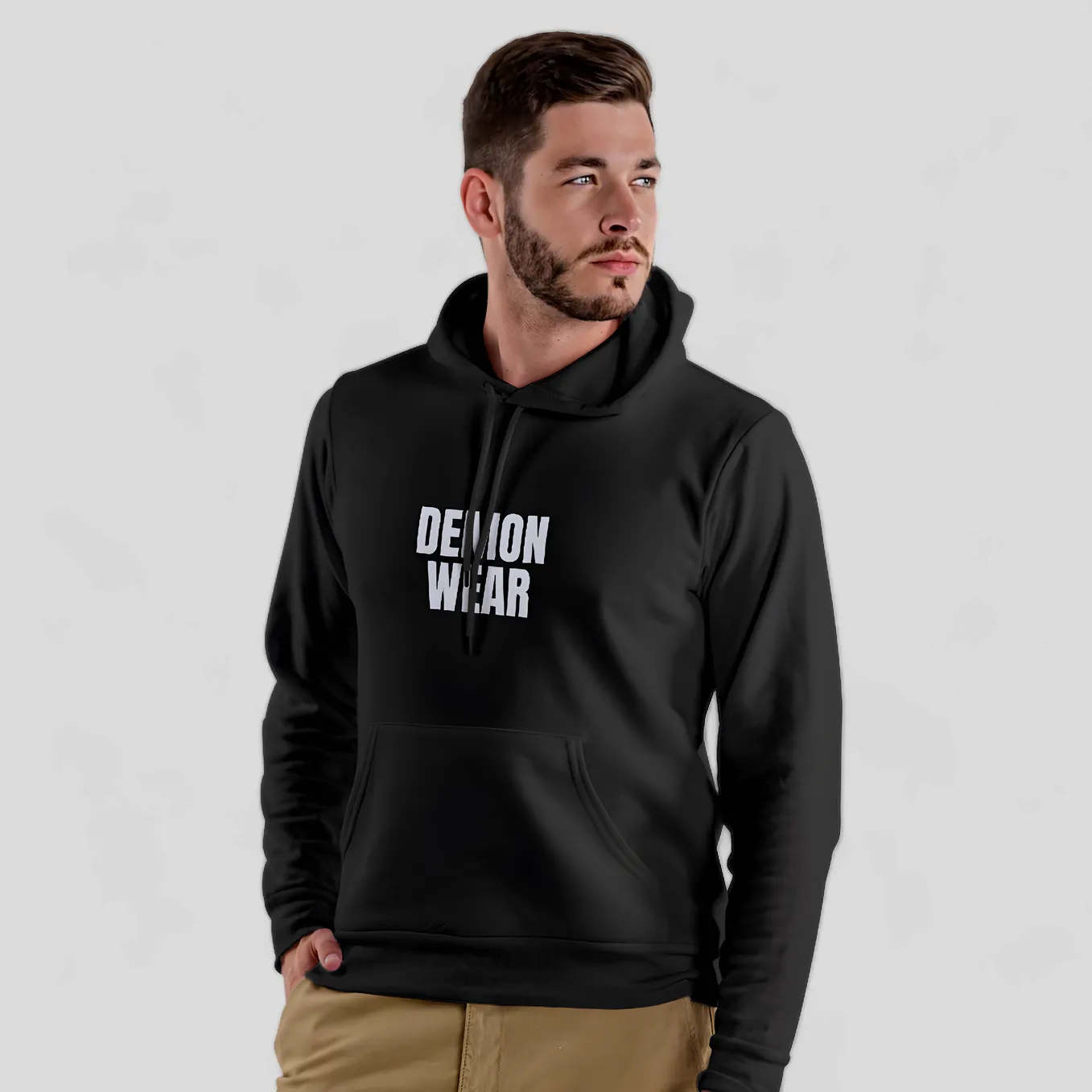 Demon Wear Relaxed Fit Black Hoodie For Men By DemonWear