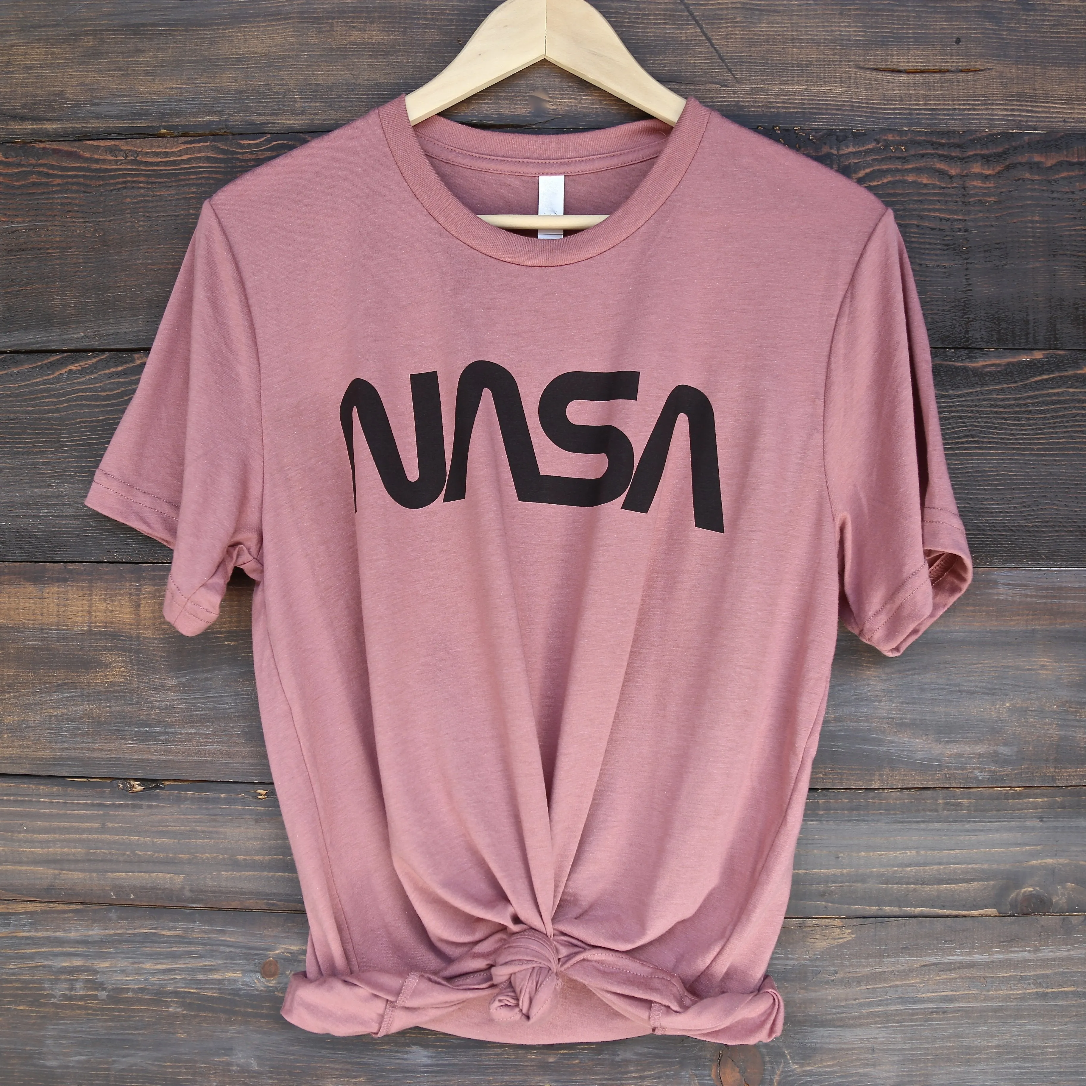 Distracted - Vintage/Retro NASA Worm Logo Unisex Tee in Mauve/Black