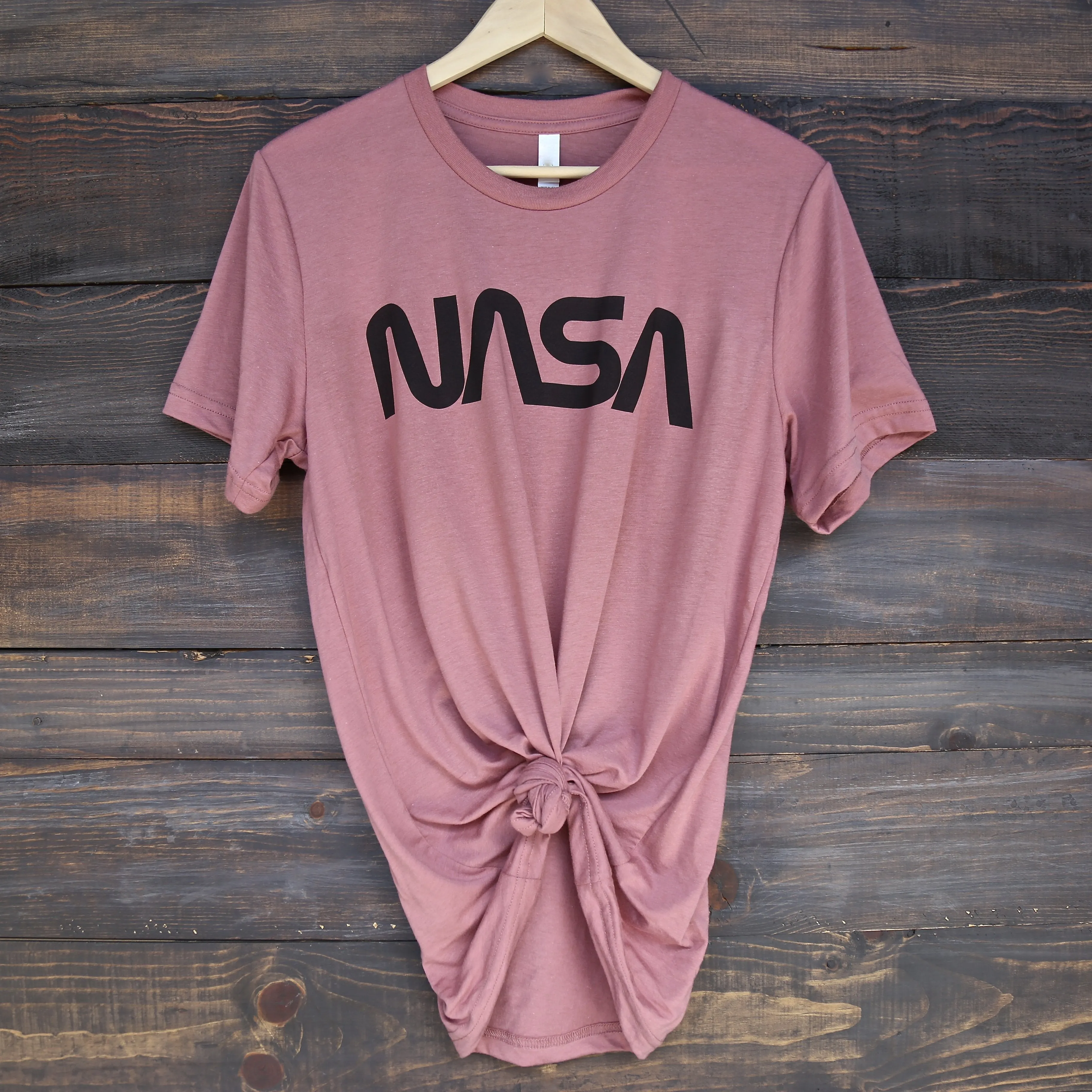 Distracted - Vintage/Retro NASA Worm Logo Unisex Tee in Mauve/Black