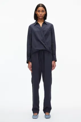 Draped Crossover Long Sleeve Shirt