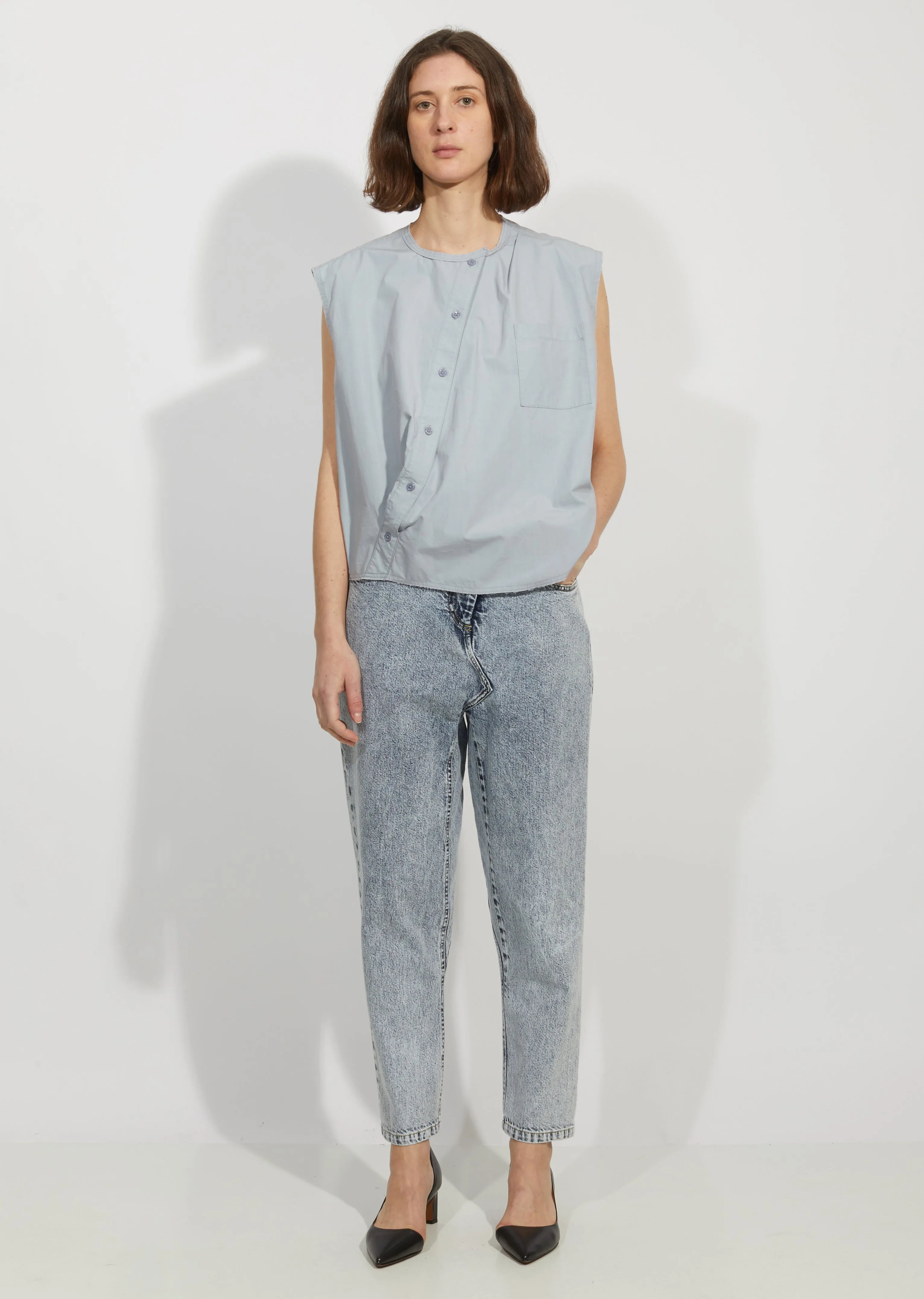 Draped Placket Oversized Top