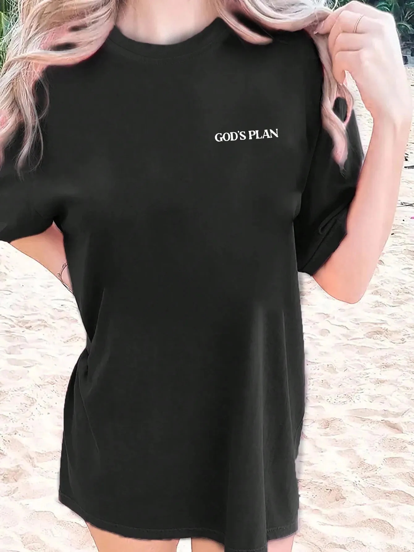 Ezwear Women'S Summer Loose Fit Casual T-Shirt with Slogan, Flower Print, round Neck and Dolman Sleeves