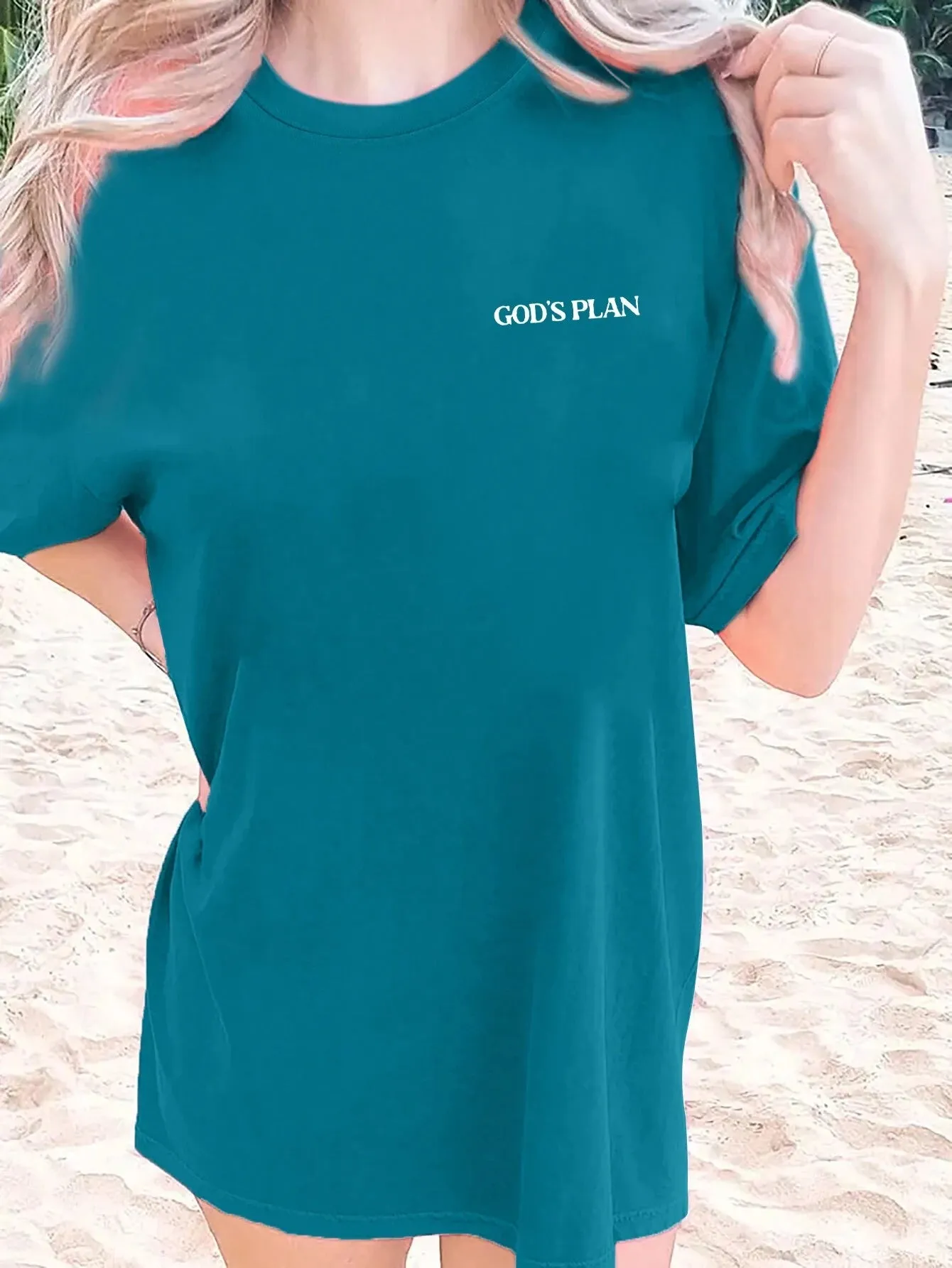 Ezwear Women'S Summer Loose Fit Casual T-Shirt with Slogan, Flower Print, round Neck and Dolman Sleeves