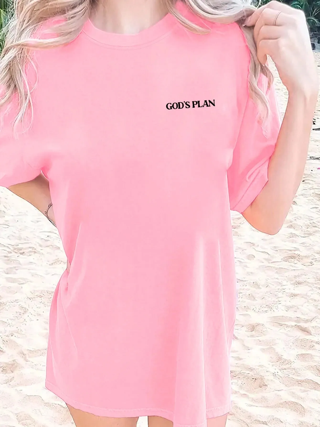 Ezwear Women'S Summer Loose Fit Casual T-Shirt with Slogan, Flower Print, round Neck and Dolman Sleeves