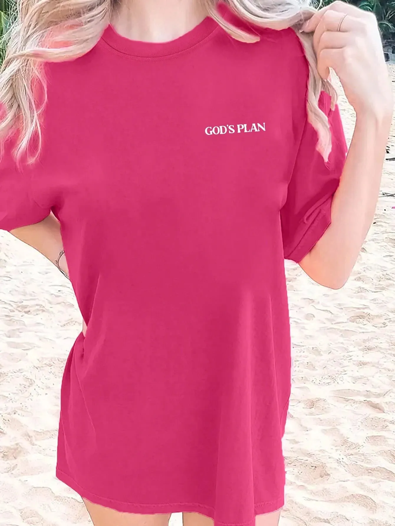 Ezwear Women'S Summer Loose Fit Casual T-Shirt with Slogan, Flower Print, round Neck and Dolman Sleeves