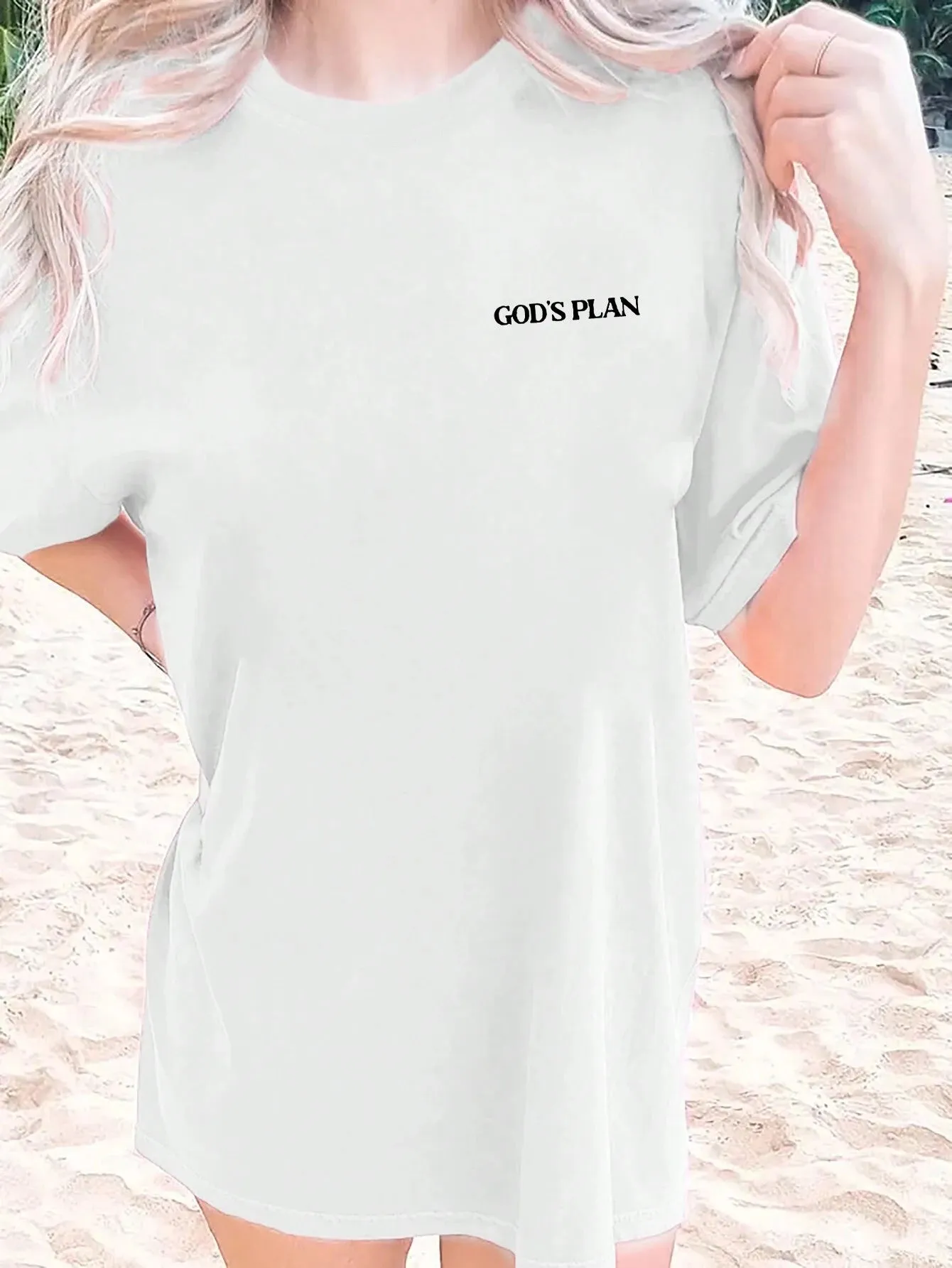 Ezwear Women'S Summer Loose Fit Casual T-Shirt with Slogan, Flower Print, round Neck and Dolman Sleeves