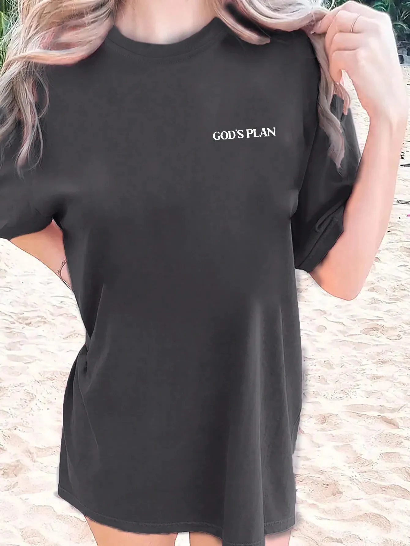Ezwear Women'S Summer Loose Fit Casual T-Shirt with Slogan, Flower Print, round Neck and Dolman Sleeves