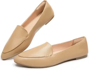 FINIWOR Loafers for Women Flats Shoes Women Pointed Toe Dress Shoes Comfortable Memory Foam Penny Loafers Slip On Shoes