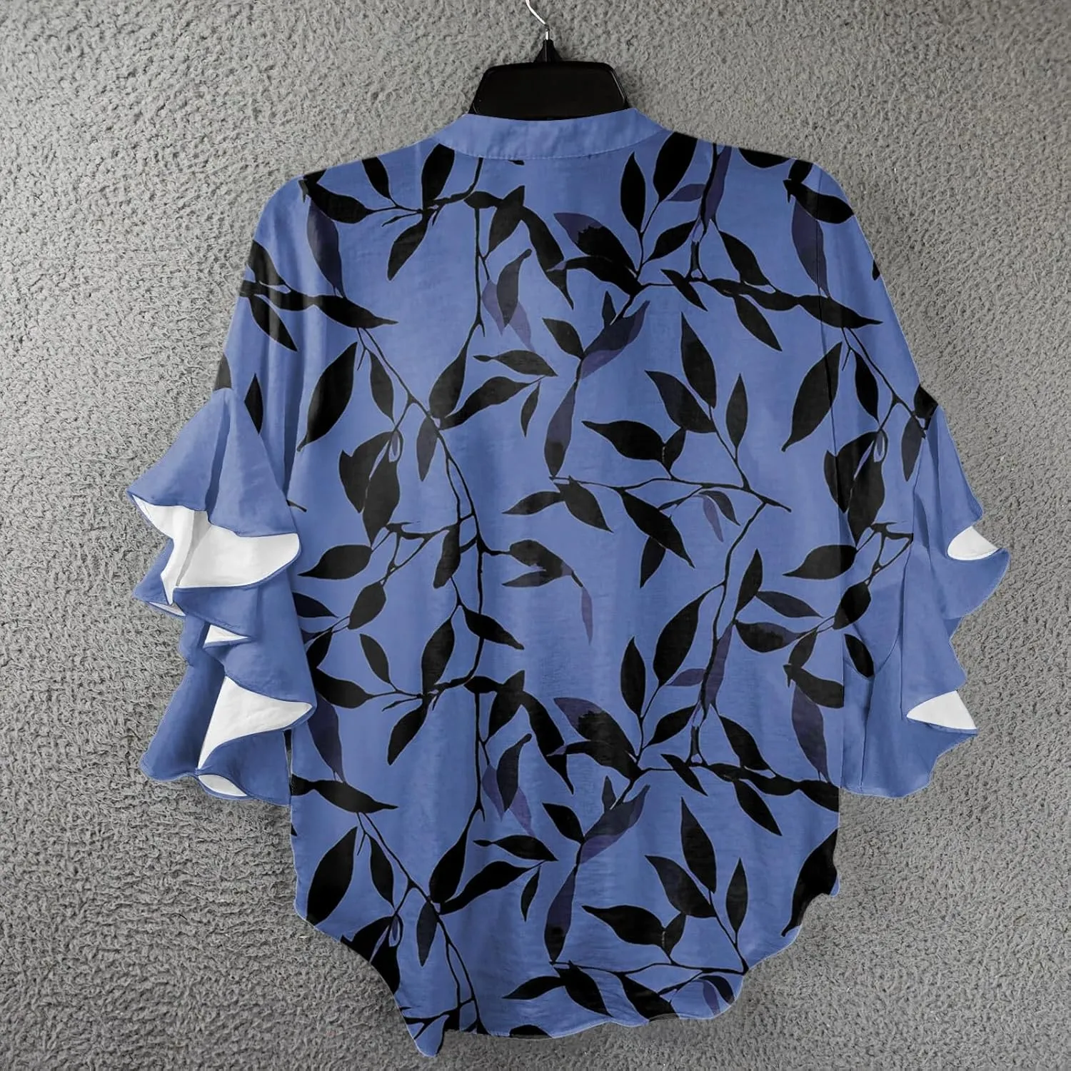 Floral Tops for Women Trendy Summer Plus Size Dressy 3/4 Ruffle Sleeve Top Cute V Neck Linen Button Down Shirts