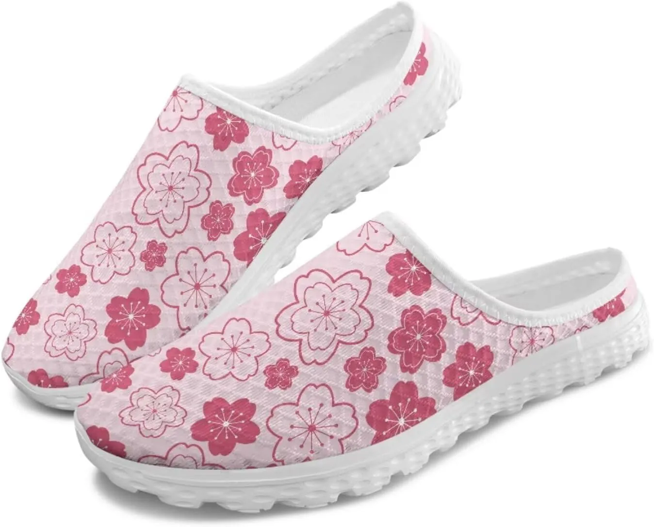 Howilath Flower Print Women's Mule Shoes Casual Garden Clogs Lightweight Slip on Sneakers Mules Sneakers with EVA Sole