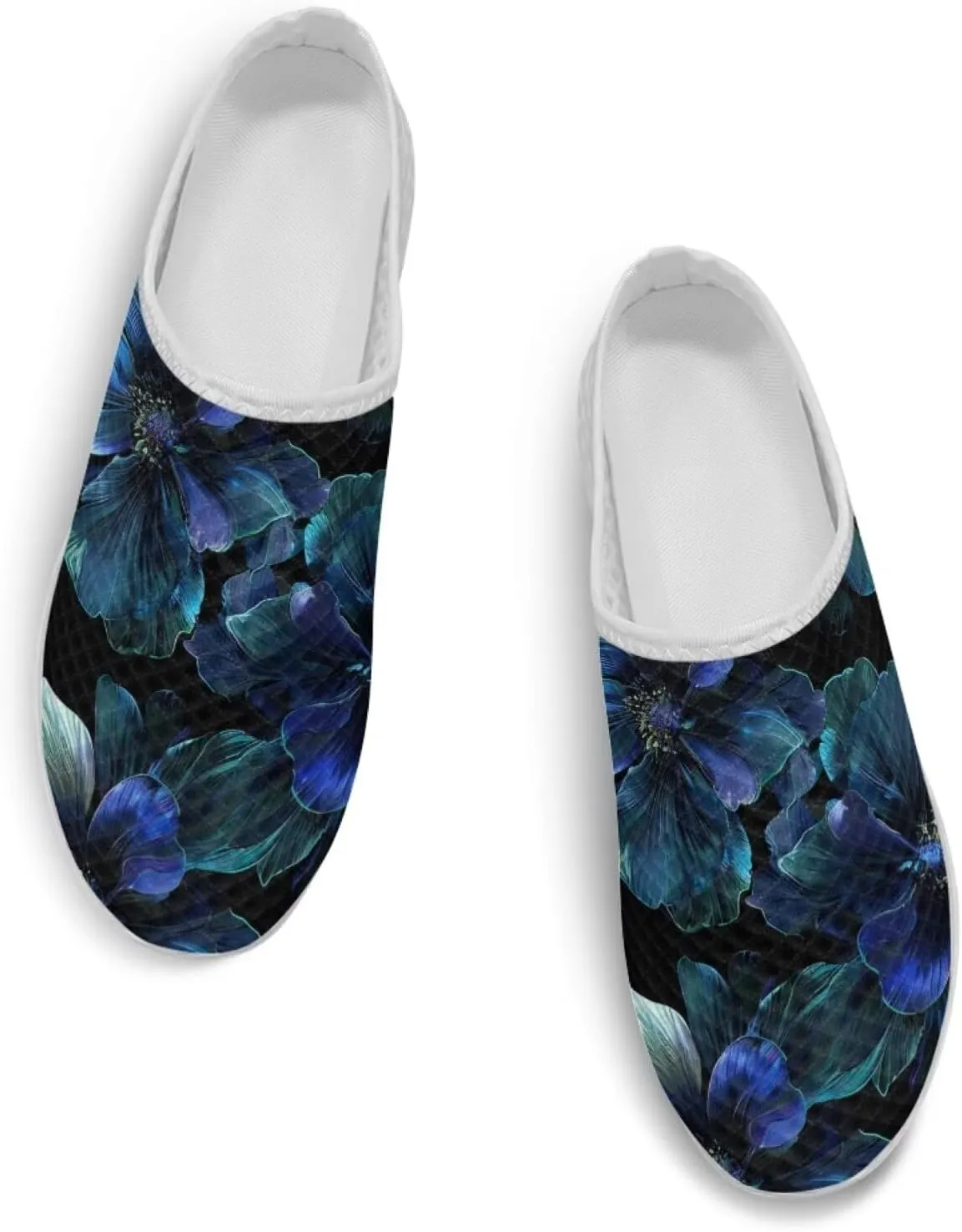 Howilath Flower Print Women's Mule Shoes Casual Garden Clogs Lightweight Slip on Sneakers Mules Sneakers with EVA Sole