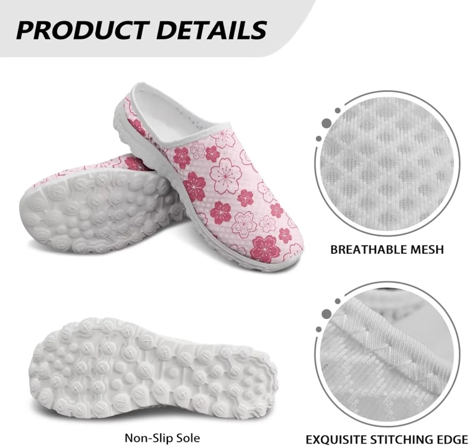 Howilath Flower Print Women's Mule Shoes Casual Garden Clogs Lightweight Slip on Sneakers Mules Sneakers with EVA Sole