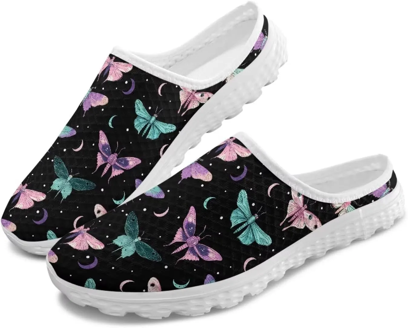 Howilath Mesh Mule Tennis Shoes for Women with Soft EVA Sole Fashion Backless Slip on Sneakers Lightweight Walking Shoes US 6-13.5