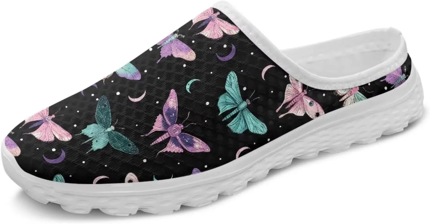 Howilath Mesh Mule Tennis Shoes for Women with Soft EVA Sole Fashion Backless Slip on Sneakers Lightweight Walking Shoes US 6-13.5