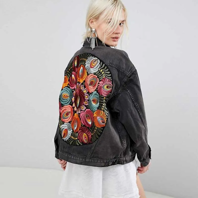'Kate' Embroidered Back Denim Jacket