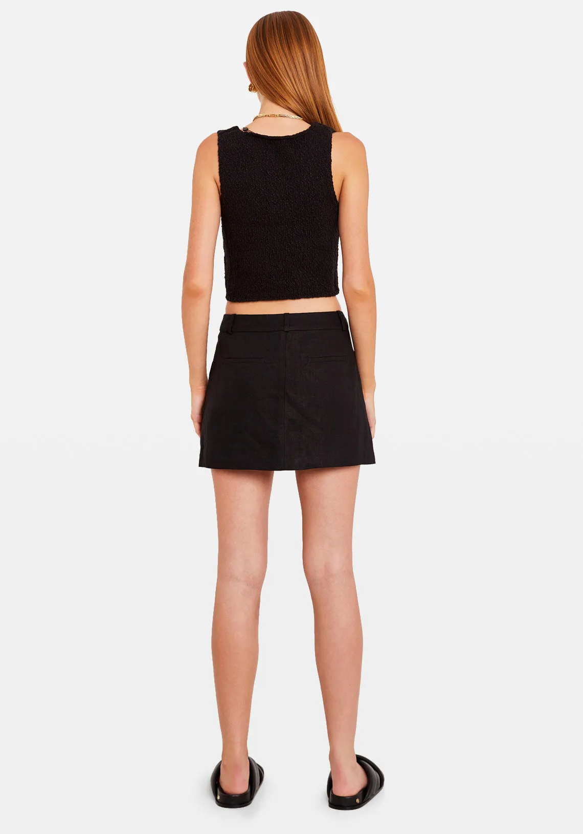 LINEN MICRO MINI SKIRT BLK