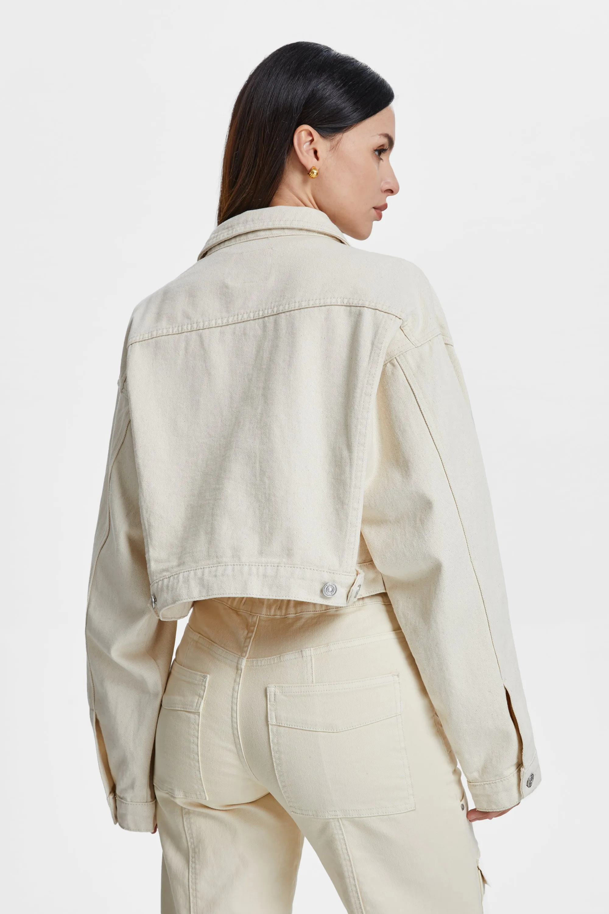 Long Sleeve Drop Shoulder Natural Jacket
