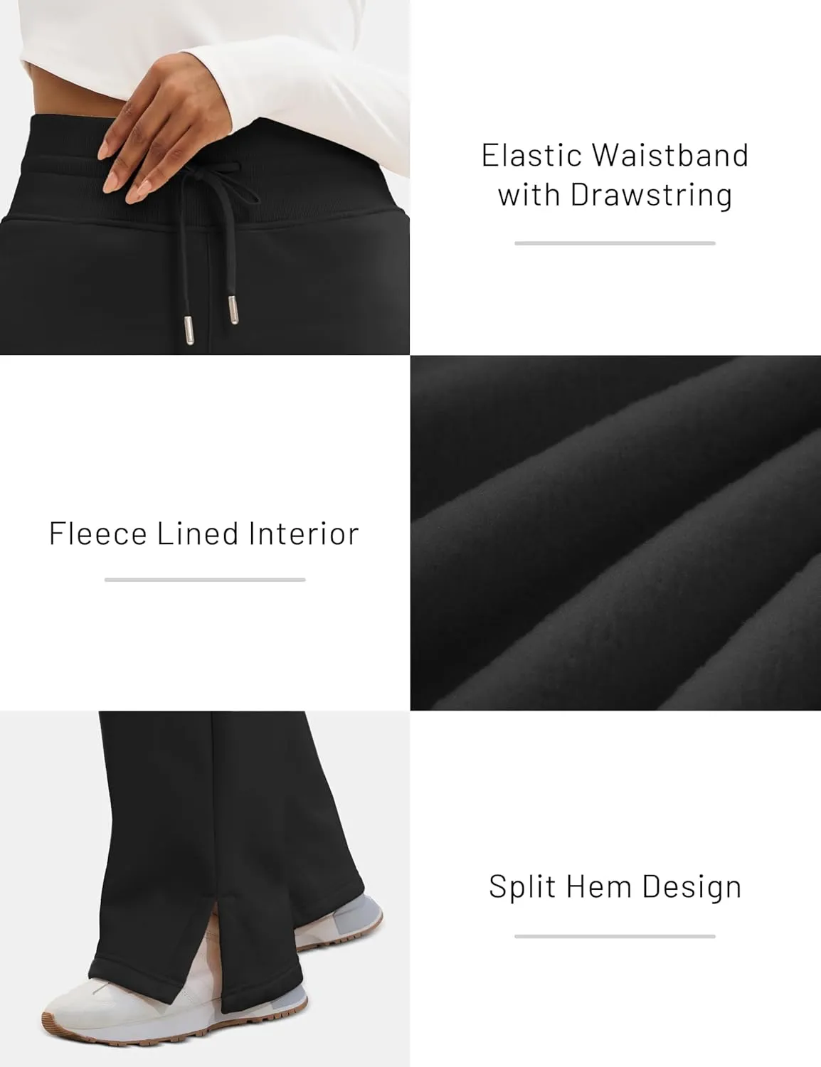 MAGCOMSEN Women's Wide Leg Sweatpants Fleece Lined Lounge Pants High Waisted Baggy Warm Winter Pants with Pockets