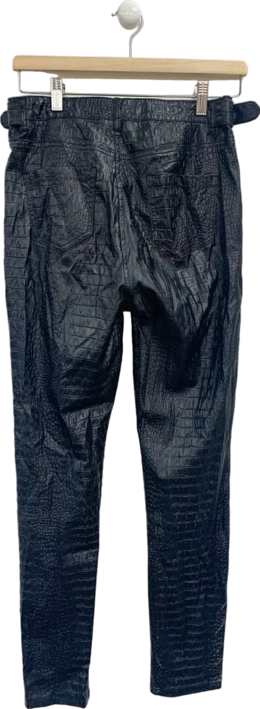 Missguided Black Croc Faux Leather Trousers UK 8