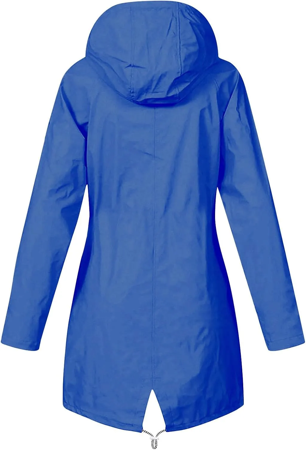 NaRHbrg Women's Waterproof Raincoat Zipper Mid Length Raincoat Rainwear Outdoor Rain Jacket Hooded Active Windbreaker