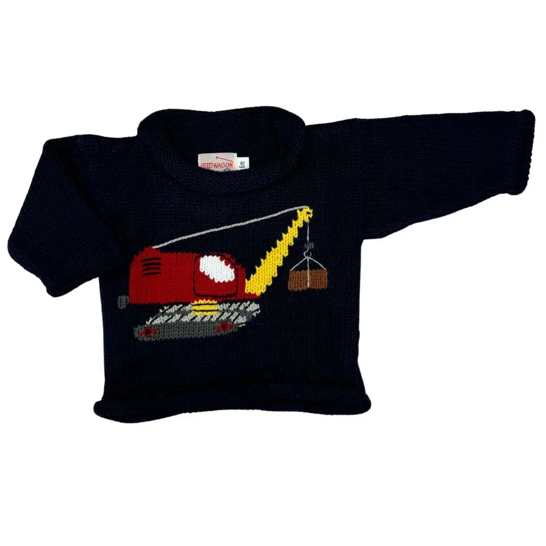 Navy Crane Roll Neck Sweater