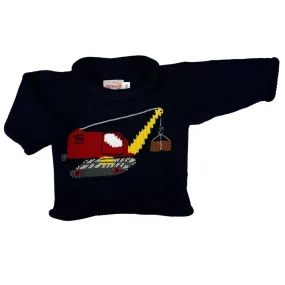 Navy Crane Roll Neck Sweater