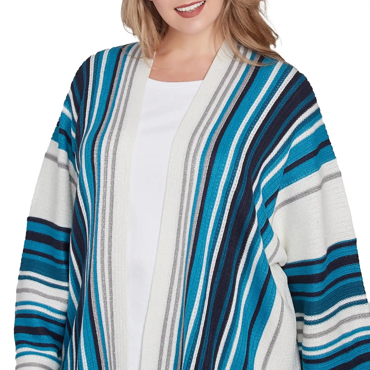 Plus Open Multi Stripe Cardigan Jade Multi   - Ruby Rd