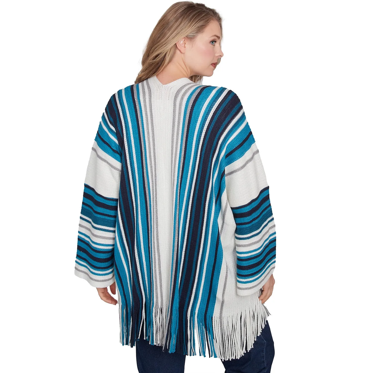 Plus Open Multi Stripe Cardigan Jade Multi   - Ruby Rd