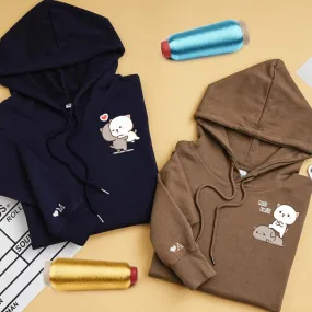 "Matching Cat" Themed Couple Hoodies – Custom Embroidered Sweatshirts For Couples