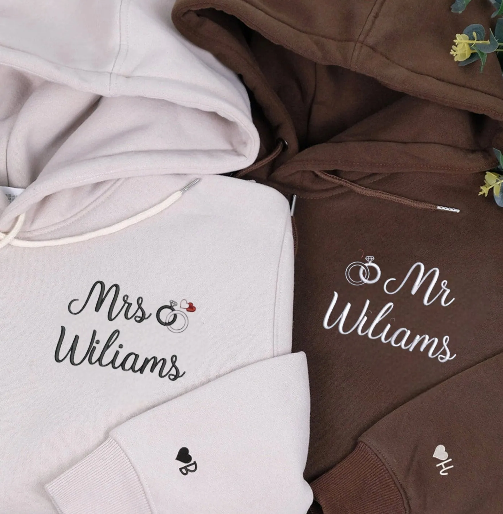 "Mr. & Mrs." Matching Couple Hoodies - Personalized Matching Sweatshirts For Couples