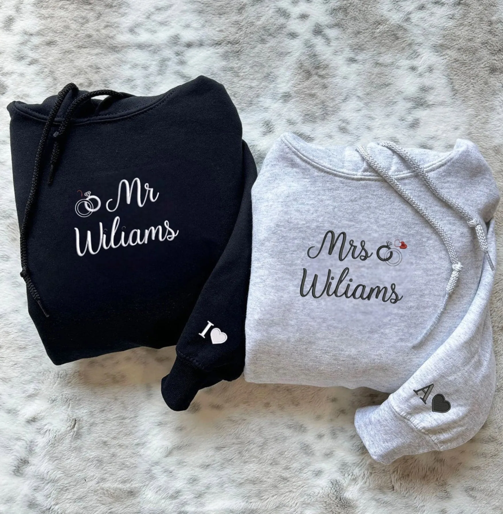 "Mr. & Mrs." Matching Couple Hoodies - Personalized Matching Sweatshirts For Couples
