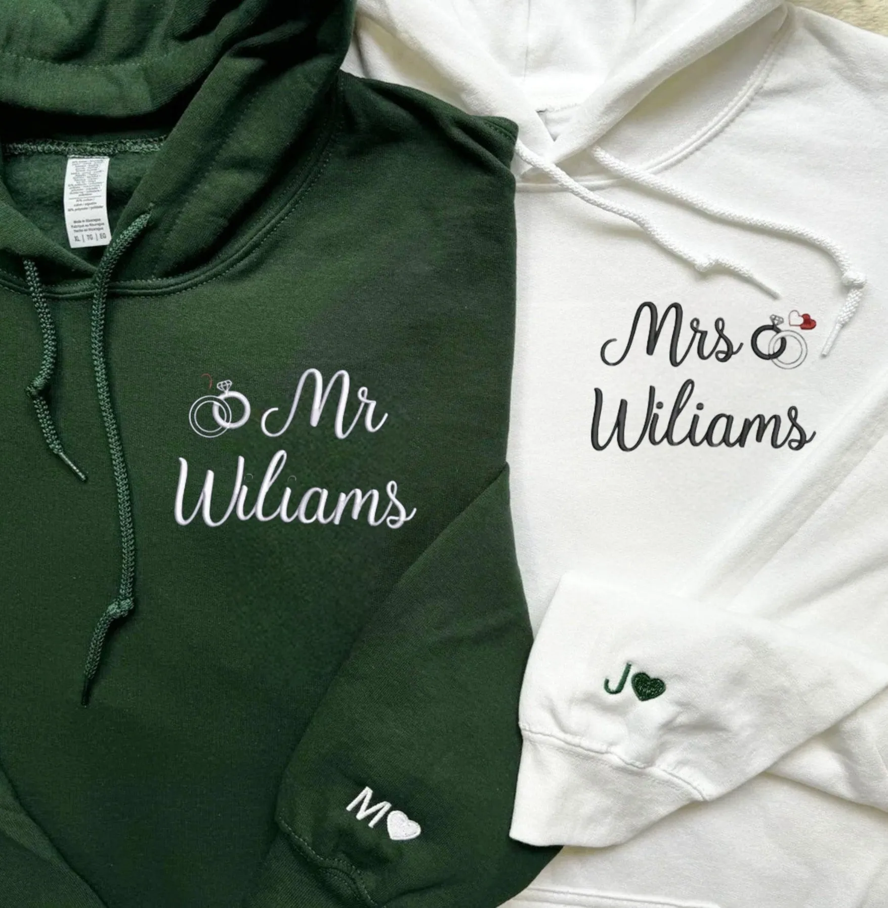 "Mr. & Mrs." Matching Couple Hoodies - Personalized Matching Sweatshirts For Couples