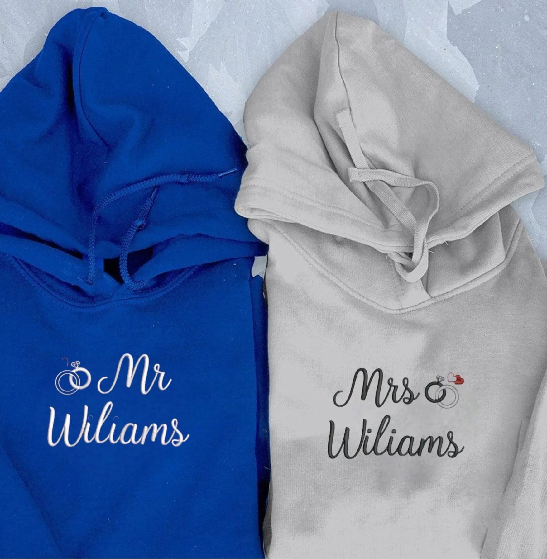 "Mr. & Mrs." Matching Couple Hoodies - Personalized Matching Sweatshirts For Couples