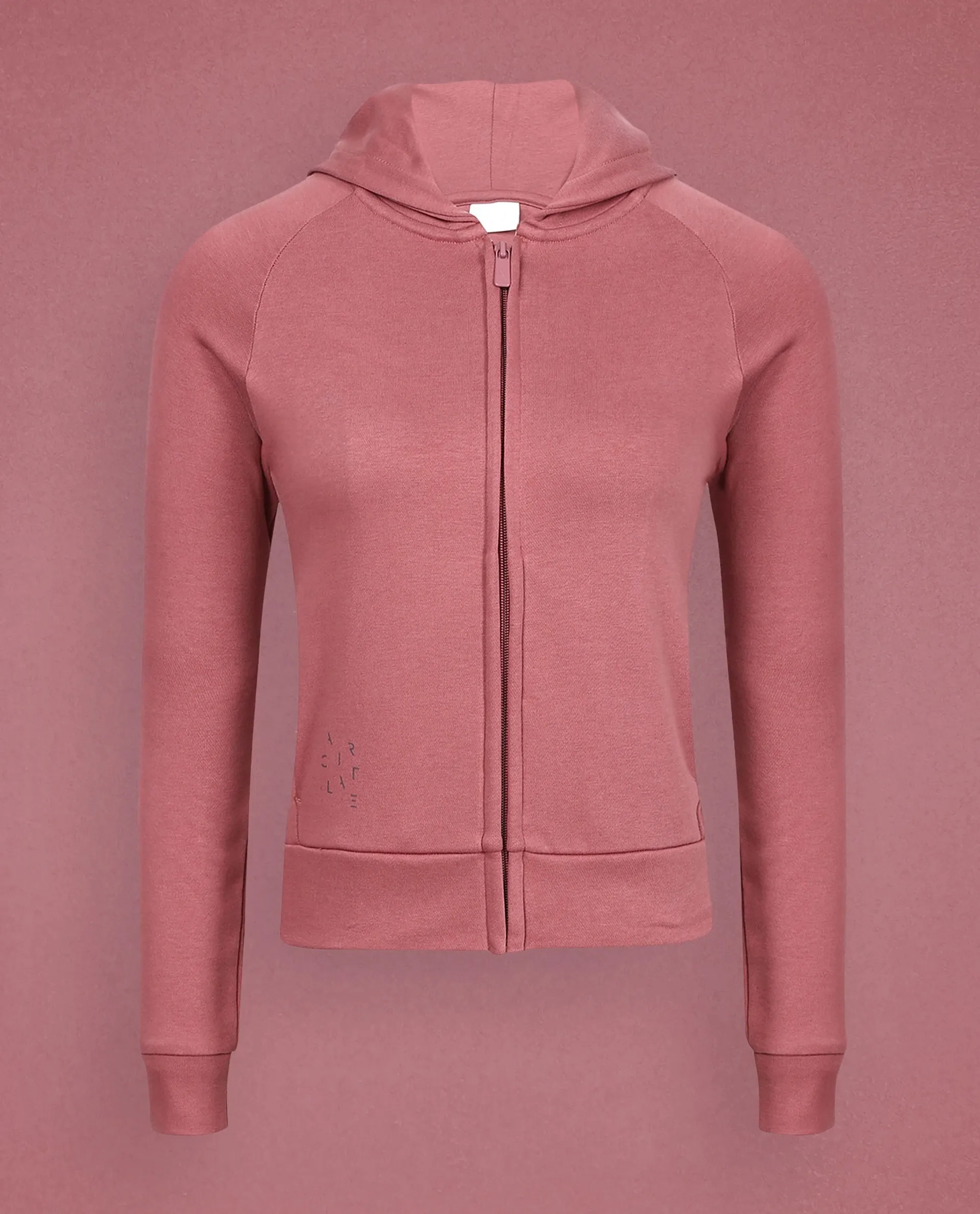 Rareism Women Capper Dark Pink Cotton Blend Fabric Full Sleeves Solid Hooded Jacket
