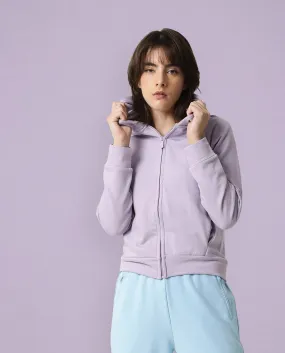 Rareism Women Capper Light Pink Cotton Blend Fabric Full Sleeves Solid Hooded Jacket