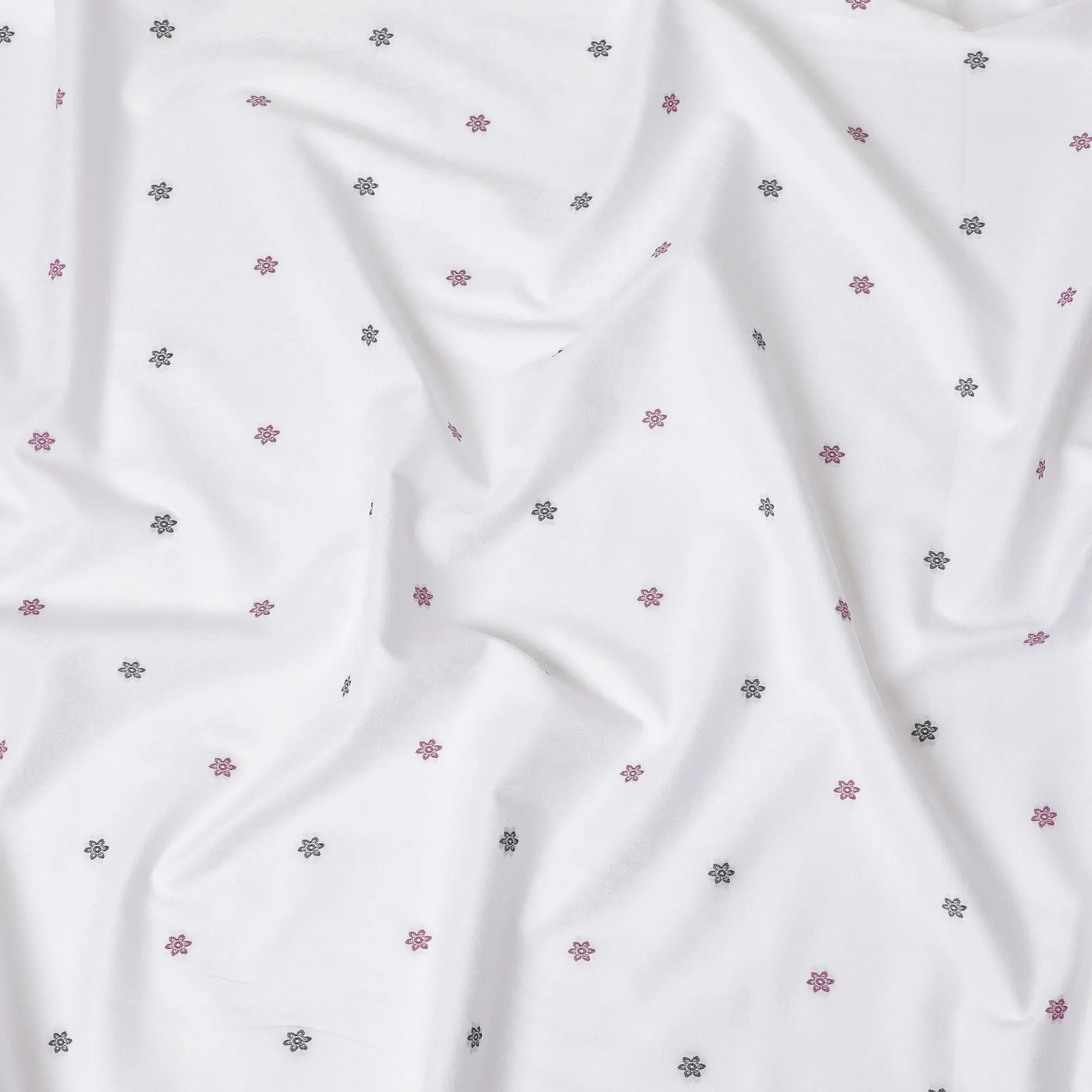 Regal Jacquard Cotton Shirting Fabric, 150 cm Width - White with Contrasting Embossed Patterns-D18736
