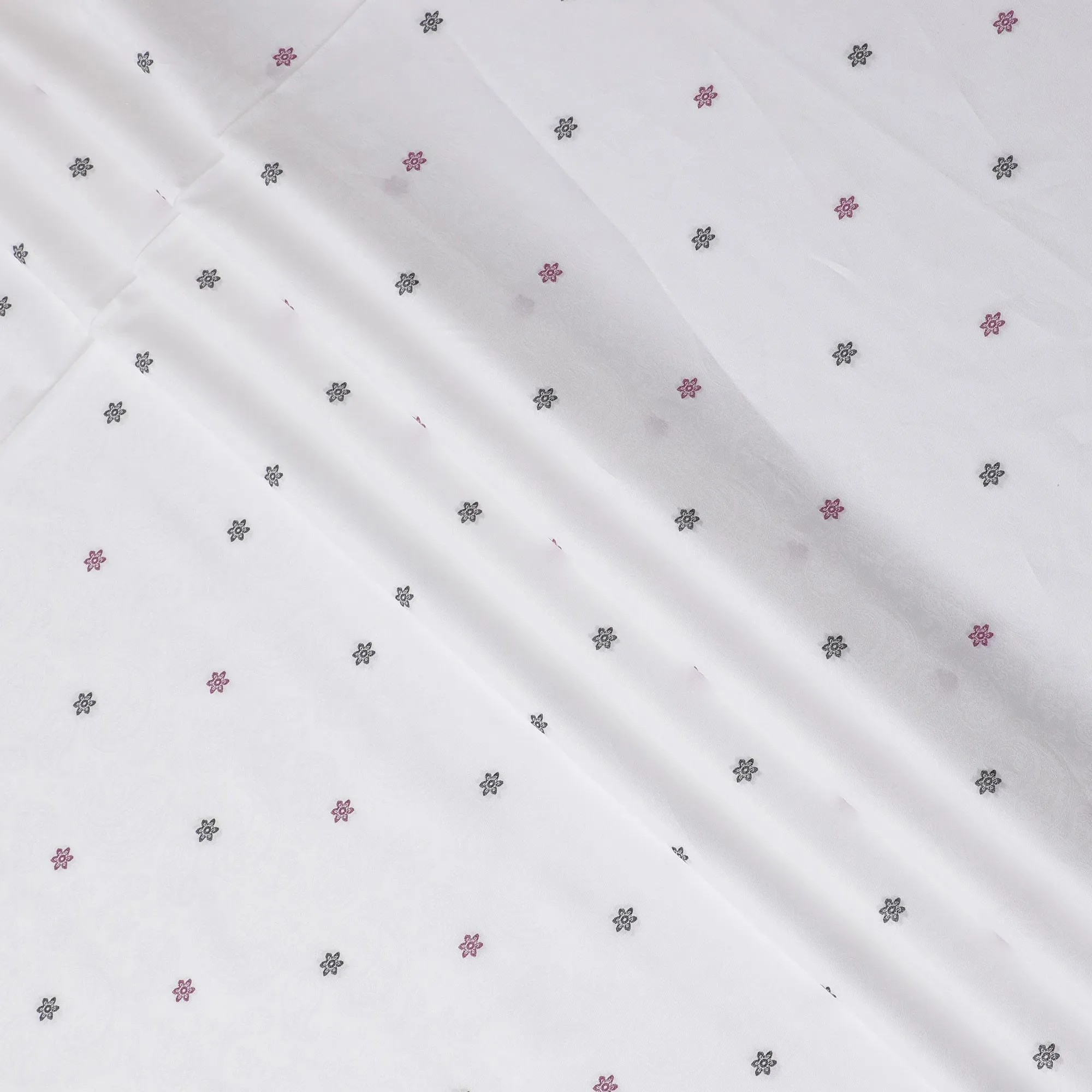 Regal Jacquard Cotton Shirting Fabric, 150 cm Width - White with Contrasting Embossed Patterns-D18736