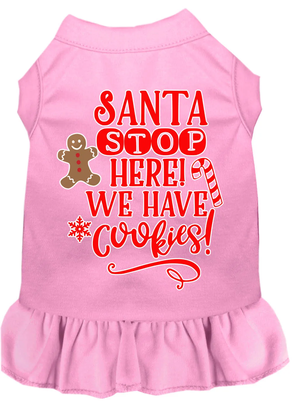 Santa, We Have Cookies Screen Print Dog Dress Light Pink Xxl