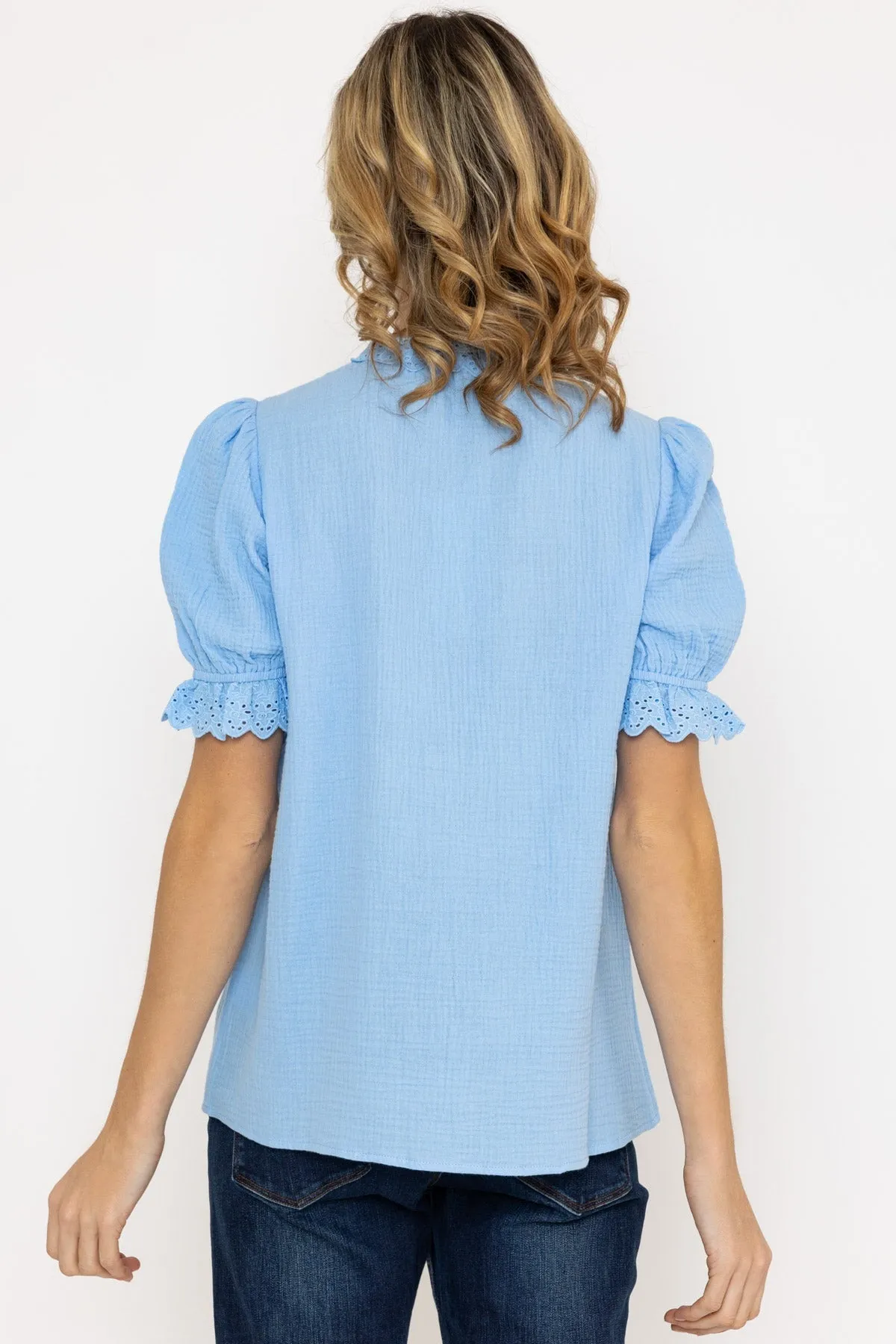 Short Sleeve Air Flow Blouse in Blue