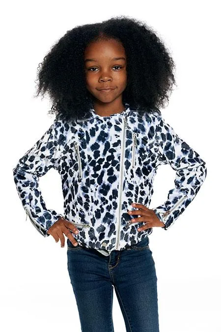 SNOW LEOPARD VELVET MOTO JACKET