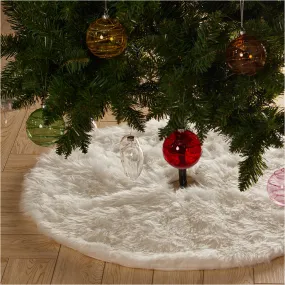 Snow White Plush Christmas Tree Skirt Classic Xmas Decor