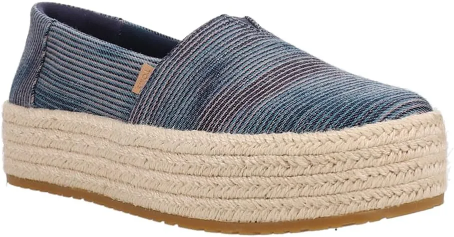 TOMS Womens Valencia Denim Slip On Espadrille Flats Casual - Blue