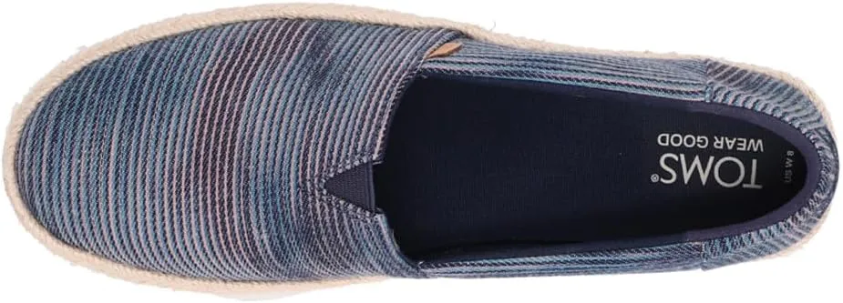 TOMS Womens Valencia Denim Slip On Espadrille Flats Casual - Blue