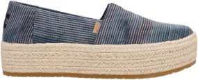 TOMS Womens Valencia Denim Slip On Espadrille Flats Casual - Blue